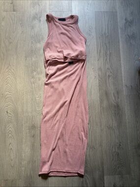 Sleeveless Ribbed Midi Dress in Dusty Rose 2 set